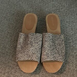 Madewell Black and White Spotted Mules
